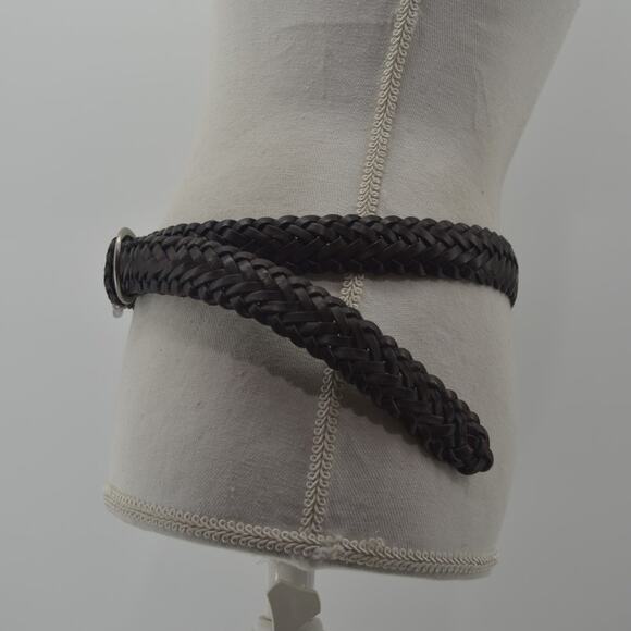CRL Brown Leather Braided Weaved Men's Belt Silver Size 38 - Picture 9 of 12